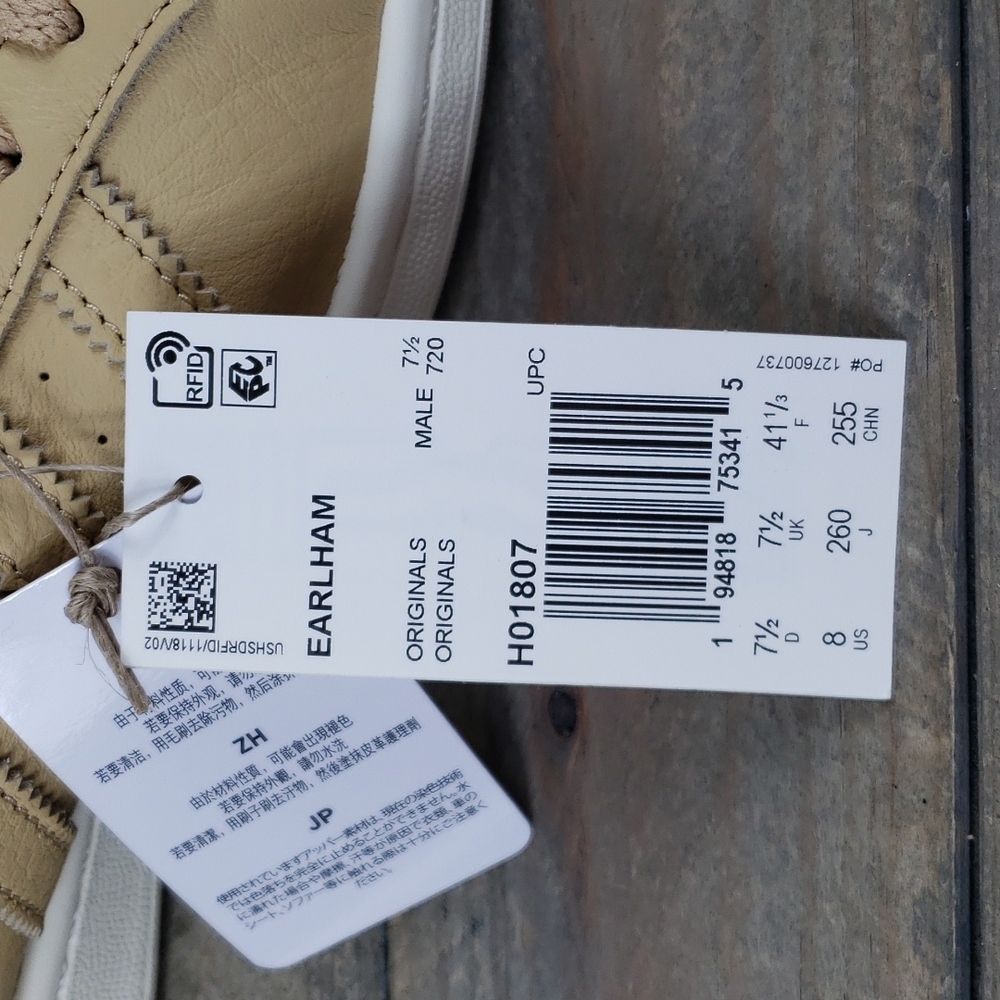 adidas Earlham Originals Men's Leather Casual Sneakers Beige/White - Picture 10 of 11
